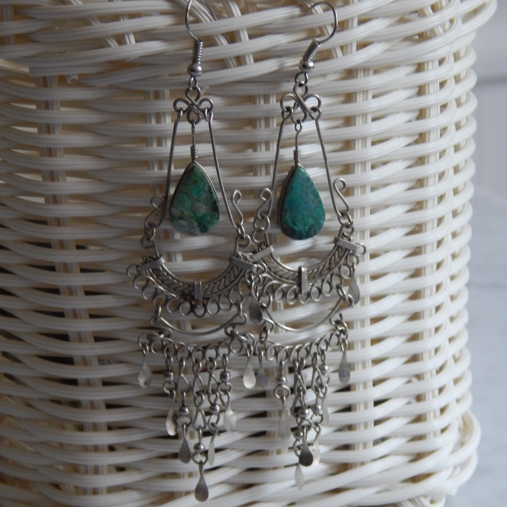 Silver & Stone Dangle Earrings